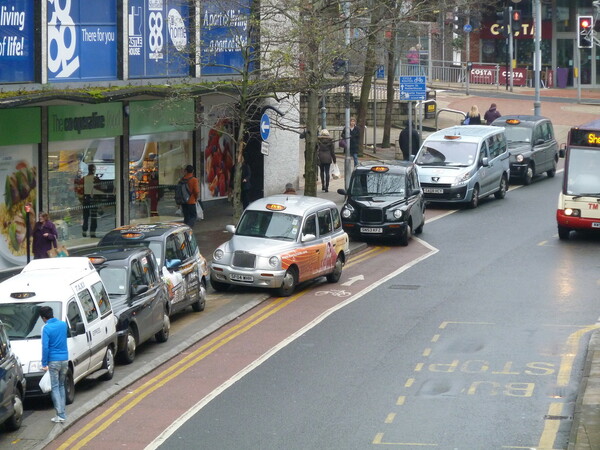 The photo for Castle Street Cycle Lane - Taxi parking.